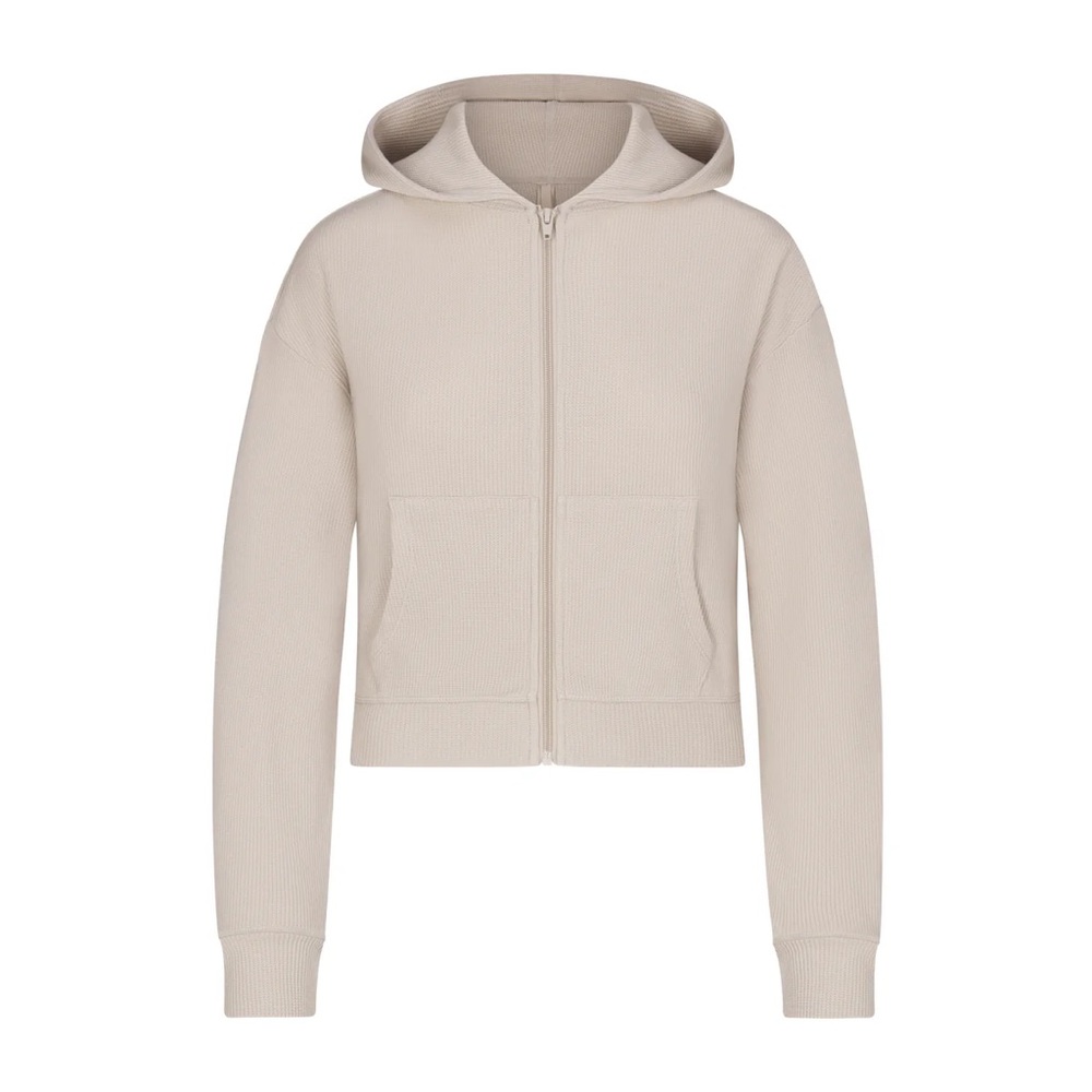 Skims sage cropped waffle hoodie